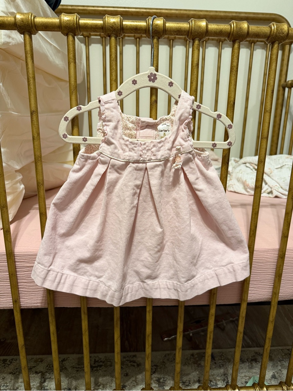 Vintage Carter's Light Pink Sleeveless Pleated Baby Dress